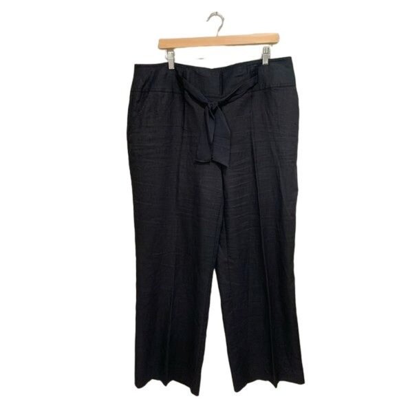 Style & Co. Pants - Style & Co Black Linen Wide Leg Pant Belted Trouser Women's Size 16